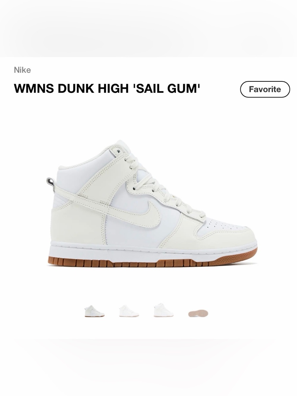 Nike Dunk High in Sail and Gum